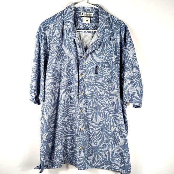 Columbia Other - Columbia XL Blue Pattern Button Down Shirt Mens Short Sleeve Casual Viscose